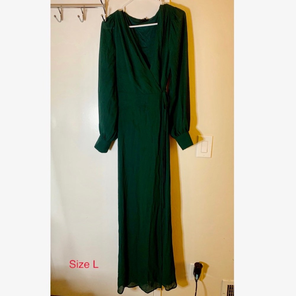Long sleeve emerald green dress
